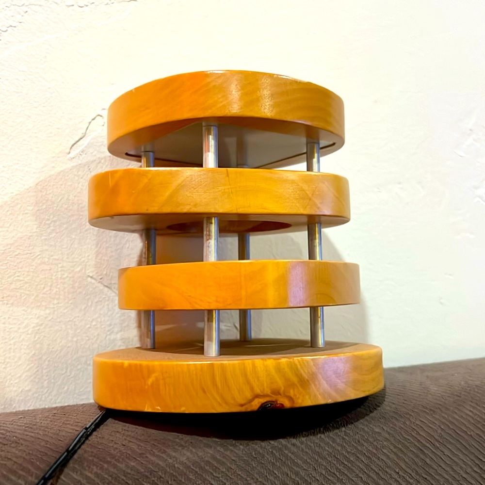 Friendship Lamp Mid-Century Knotty Alder Wood Design Handmade in USA
